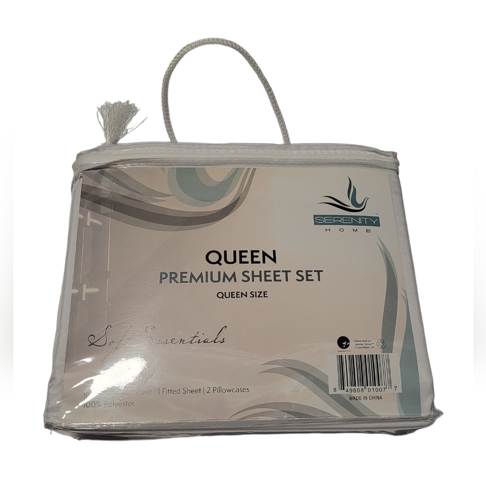New Serenity Home Queen Premium 4 pc Striped Sheet Set 100% Polyester-